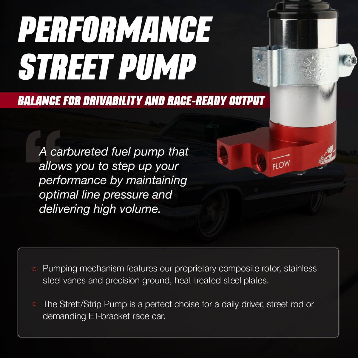 AEROMOTIVE 11203 Aeromotive SS Carbureted Electric Fuel Pump 12V - 3/8 NPT External - 11203