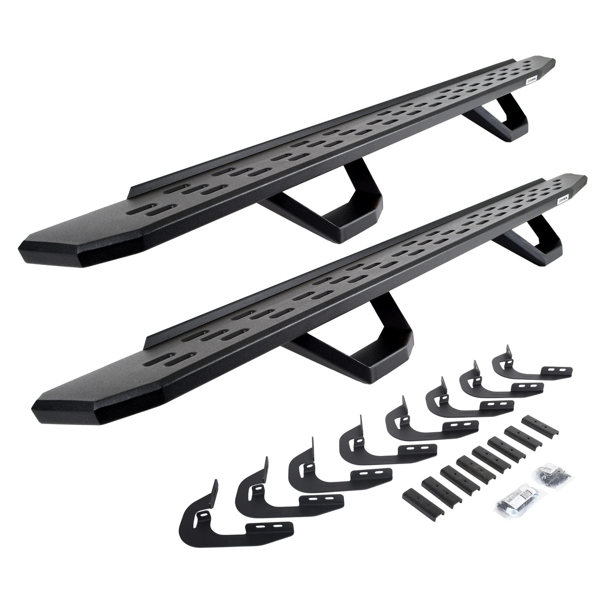 GO RHINO 6960478720PC Go Rhino RB30 Running Boards, Brackets, & 2 Pair of Drop Steps | Galvanized Steel, Textured Black | 6960478720PC | Fits 2014-2018 Chevrolet Silverado/GMC Sierra 1500 Crew Cab (See Description)
