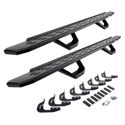 GO RHINO 6960478720PC Go Rhino RB30 Running Boards, Brackets, & 2 Pair of Drop Steps | Galvanized Steel, Textured Black | 6960478720PC | Fits 2014-2018 Chevrolet Silverado/GMC Sierra 1500 Crew Cab (See Description)