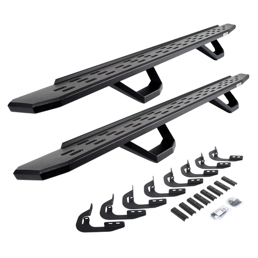 GO RHINO 6960478720PC Go Rhino RB30 Running Boards, Brackets, & 2 Pair of Drop Steps | Galvanized Steel, Textured Black | 6960478720PC | Fits 2014-2018 Chevrolet Silverado/GMC Sierra 1500 Crew Cab (See Description)