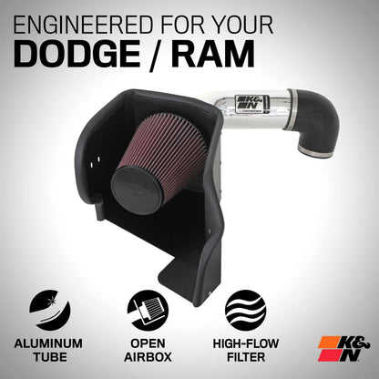 K&N FILTER 77-1561KP K&N Cold Air Intake System: High-Flow Air Filter, Increase Performance & Towing: Compatible with 2009-2023 RAM/DODGE 1500 Classic, 1500, 2500, 3500, 77-1561KP