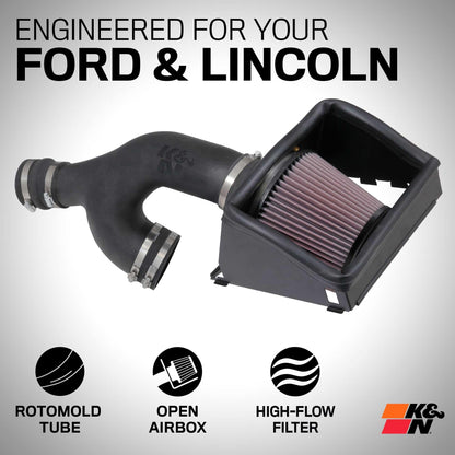 K&N FILTER 63-2599 K&N Cold Air Intake System: High-Flow Air Filter, Increase Performance & Towing: Compatible with 2017-2026 FORD/LINCOLN: Expedition, F150, F150 Raptor, Navigator, 63-2599