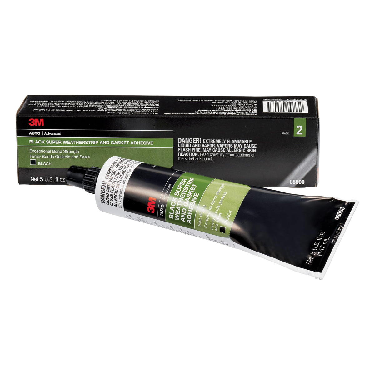 3M 08008 3M Black Super Weatherstrip and Gasket Adhesive, 08008, 5 fl oz, 1 Per Pack