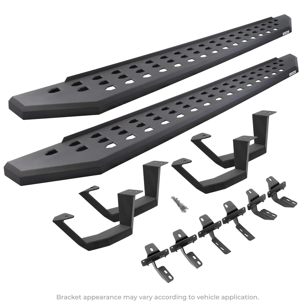 GO RHINO 6941558720PC Go Rhino RB20 Running Boards, Mounting Brackets, & 2 Pair of Drop Steps | Galvanized Steel, Textured Black | 6941558720PC | Fits 2015-2024 Ford F-150 Super Crew Cab & Others (See Description)