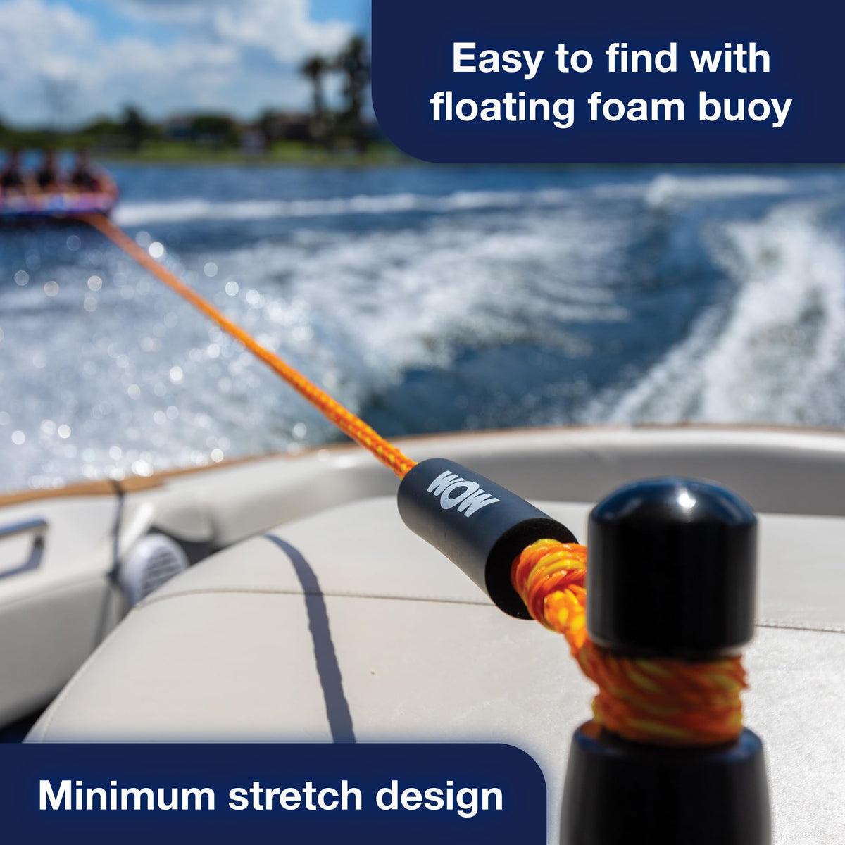 WOW SPORTS 11-3010 WOW Sports World of Watersports 4k 60 ft. Tow Rope with Floating Foam Buoy 1 2 3 or 4 Person Tow Rope for Boating, 11-3010
