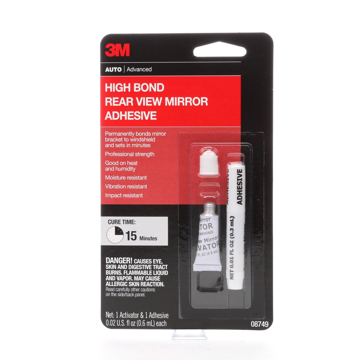 3M 08749 3M High-Bond Rearview Mirror Adhesive, 08749, 0.02 fl oz, 1 Per Pack
