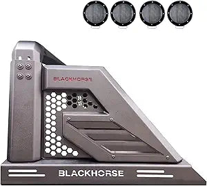 Black Horse Armour II Roll Bar Incl. Set of 5.3" Dia.LED Lights w/Black Trim Rings Black Compatible with 2005-2021 Nissan Frontier-AR2-05B-PLFB
