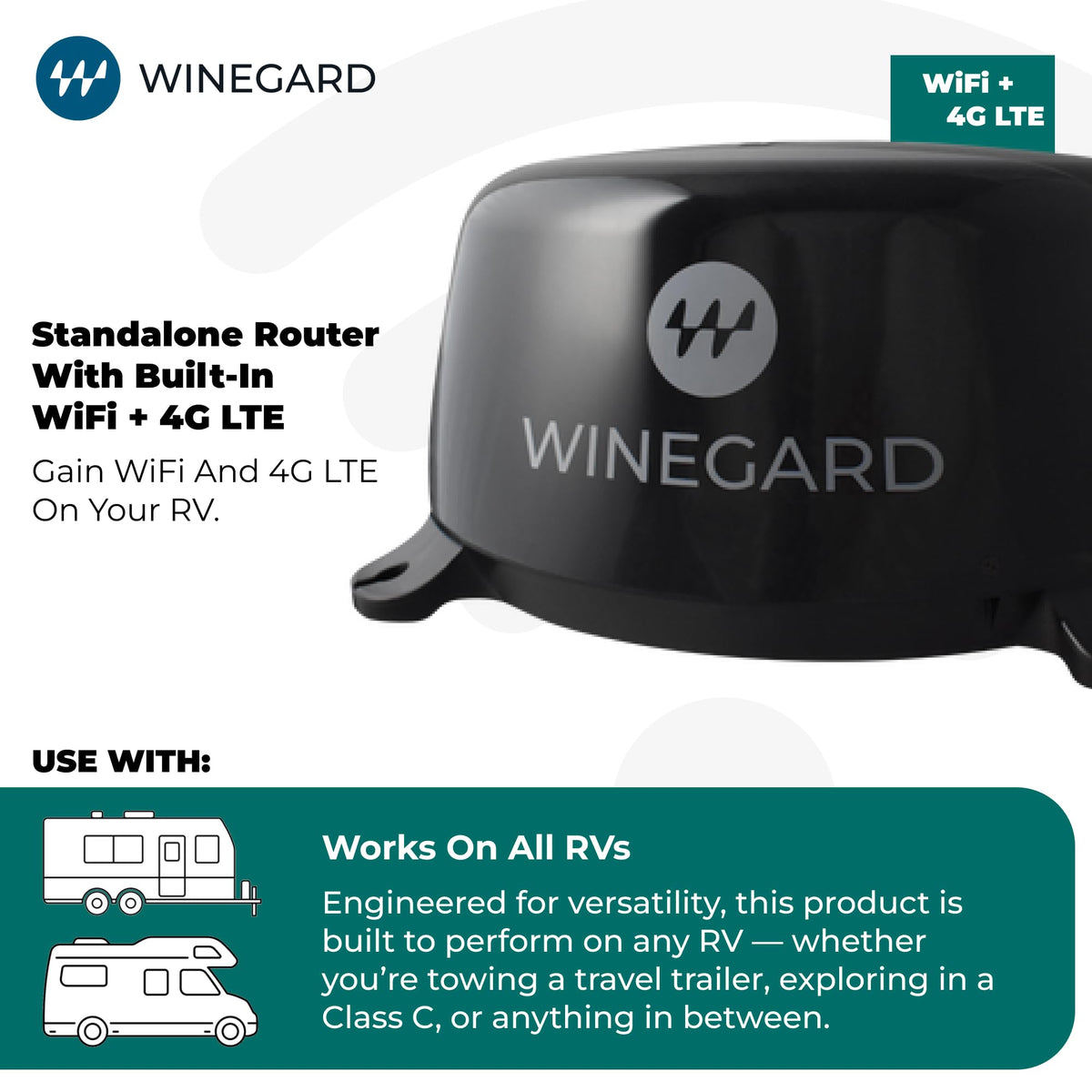 WINEGARD WF2-435 Winegard 434719 Connect 2.0 4G2 (WF2-435) 4G LTE and Wi-Fi Extender for RVs