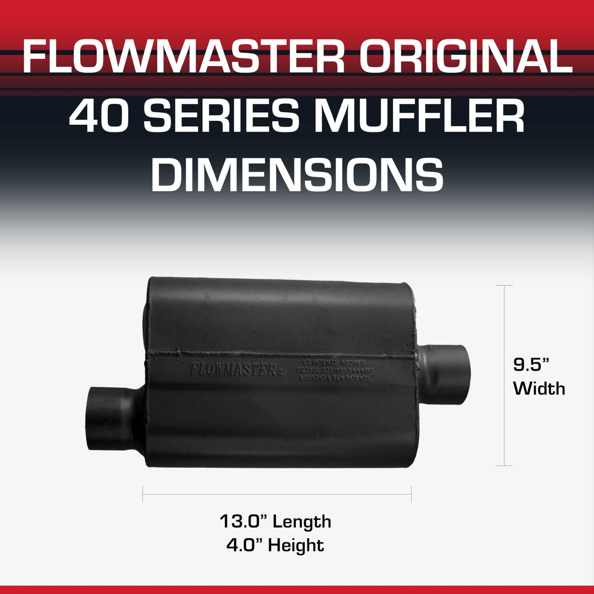 FLOWMASTER 43041 Flowmaster 40 Series Chambered Muffler – 3.00" Offset In / 3.00" Center Out