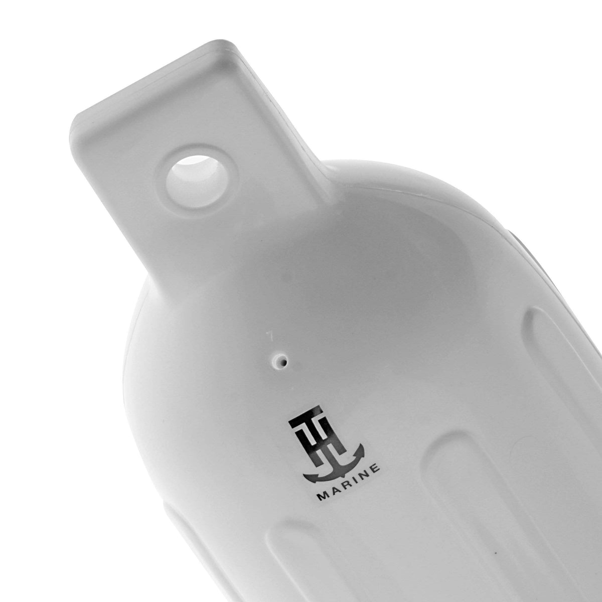 T-H MARINE BE-GE-52178-DP T-H Marine Ribbed Boat Fender | Premium Marine Grade PVC | Two Eye Holes for Horizontal or Vertical Deployment | 5.5" x 20", White