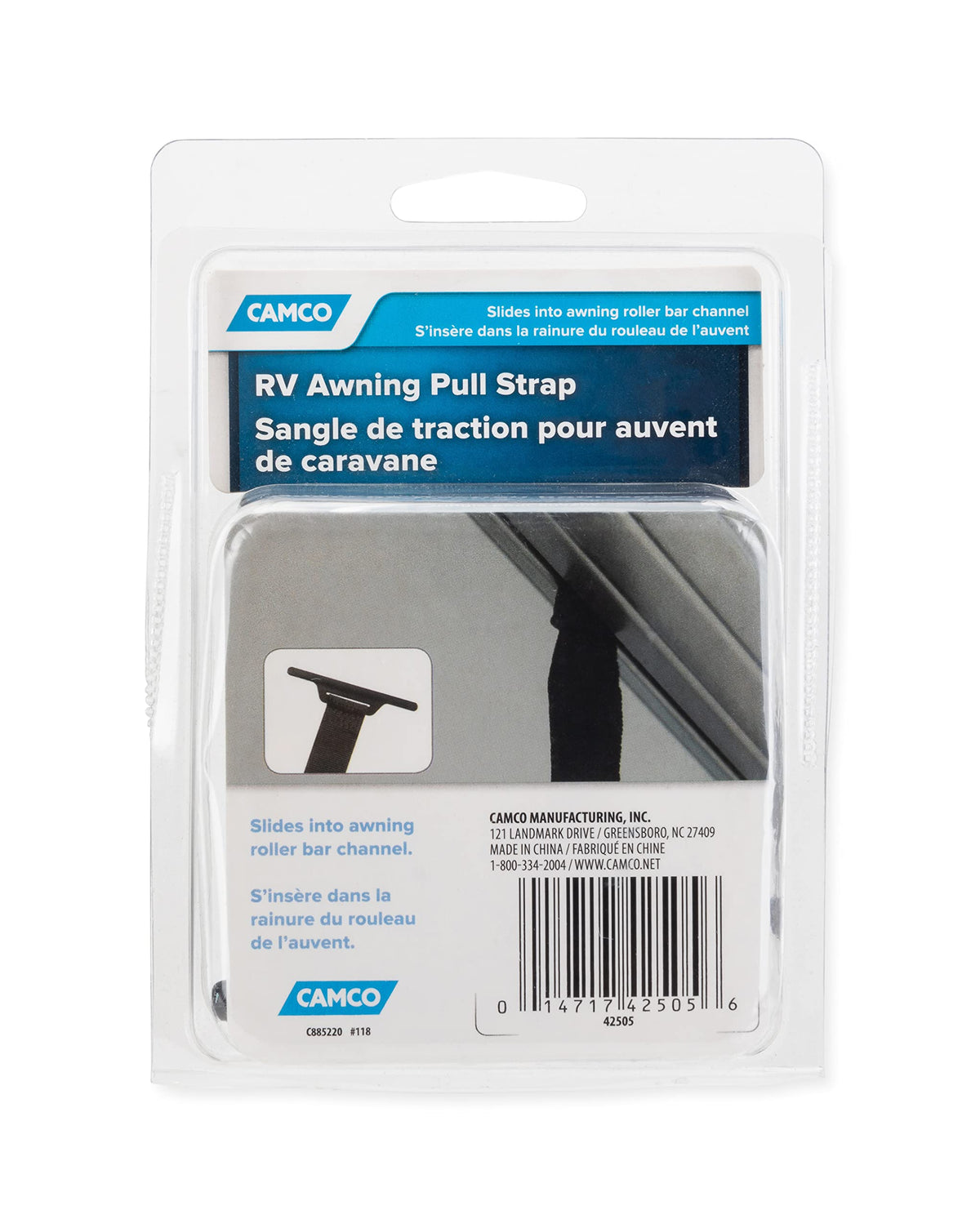 CAMCO 42505 Camco RV Awning Replacement Pull Strap | Convenient Way to Roll Awning Out or Retract Awning | Measures 99-1/4-inches (L) x 1-inch (W) | Black (42505)