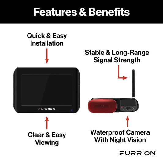 FURRION LLC FOS05TASM Furrion Vision S Wireless RV Backup Camera System with 5-Inch Monitor, 1 Rear, Infrared Night Vision, Wide-Angle View, Hi-Res, Waterproof - FOS05TASM