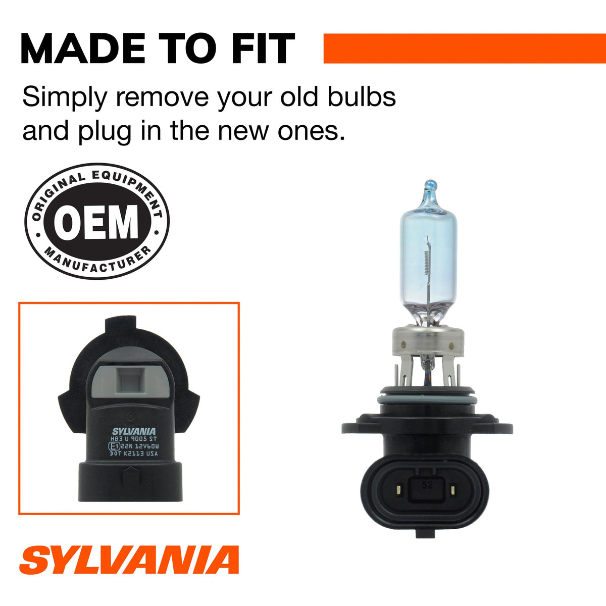 SYLVANIA 9005ST.BP SYLVANIA 9005 SilverStar Halogen Headlight Bulb, High or Low Beam, 1 Bulb