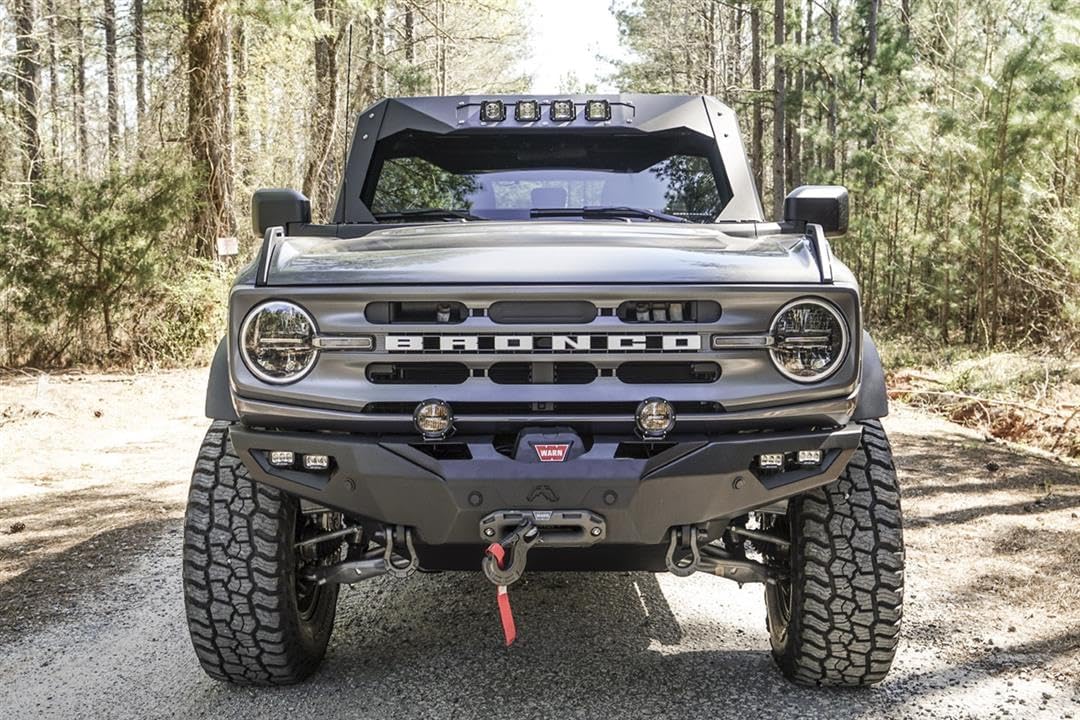 FAB FOURS FB21-F5251-1 Fab Fours FB21-F5251-1 Lifestyle Winch Front Bumper fits 21-23 Ford Bronco - 2 Stage Black Powder Coated - w/No Guard