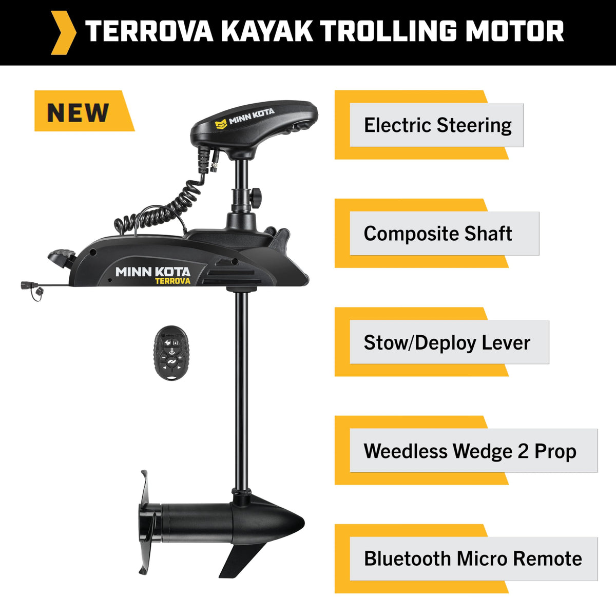 MINN KOTA 1358340 Minn Kota Kayak Terrova Bow-Mount Electric Trolling Motor with GPS – 55 Lb. Thrust, 36 in. Shaft, Freshwater