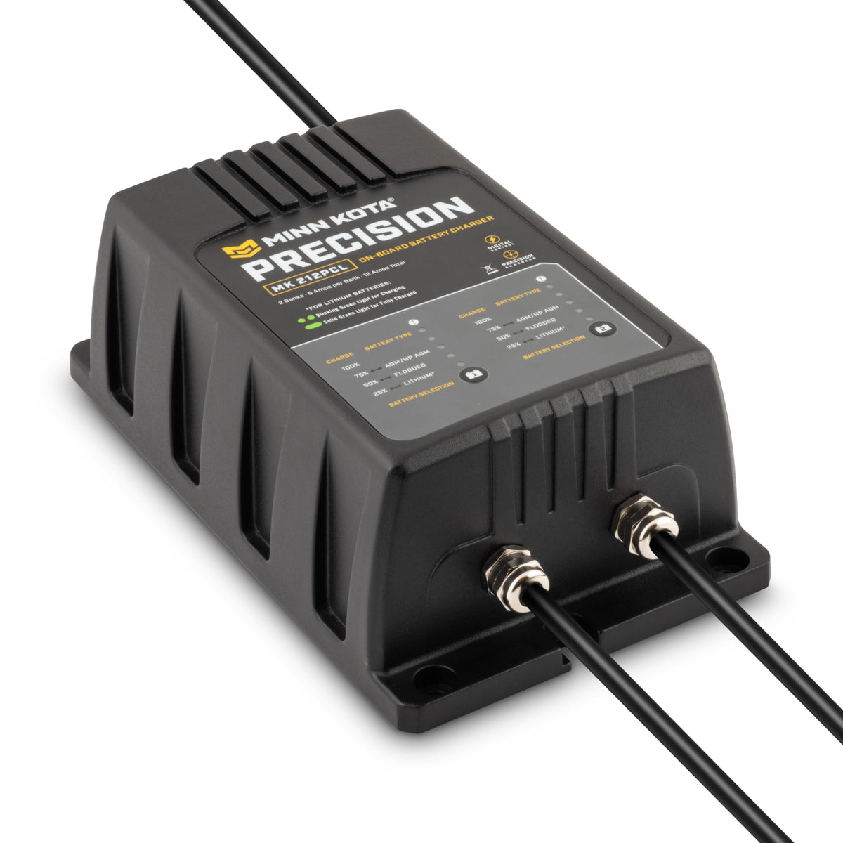 MINN KOTA 1832121 Minn Kota Precision MK-212PCL On-Board Marine Battery Charger – 2 Banks, 6 Amps Each