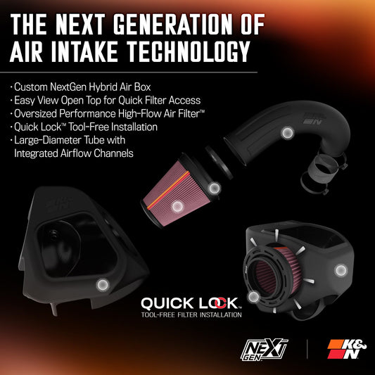 K&N FILTER 50-1578 K&N NextGen Cold Air Intake System: High-Flow Cotton Filter: Compatible with 2019-2026 RAM 1500; 50-1578