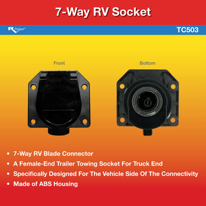 RV DESIGNER TC503 RV Designer TC503-7-Way RV Socket Blade Trailer Connector, Trailer End