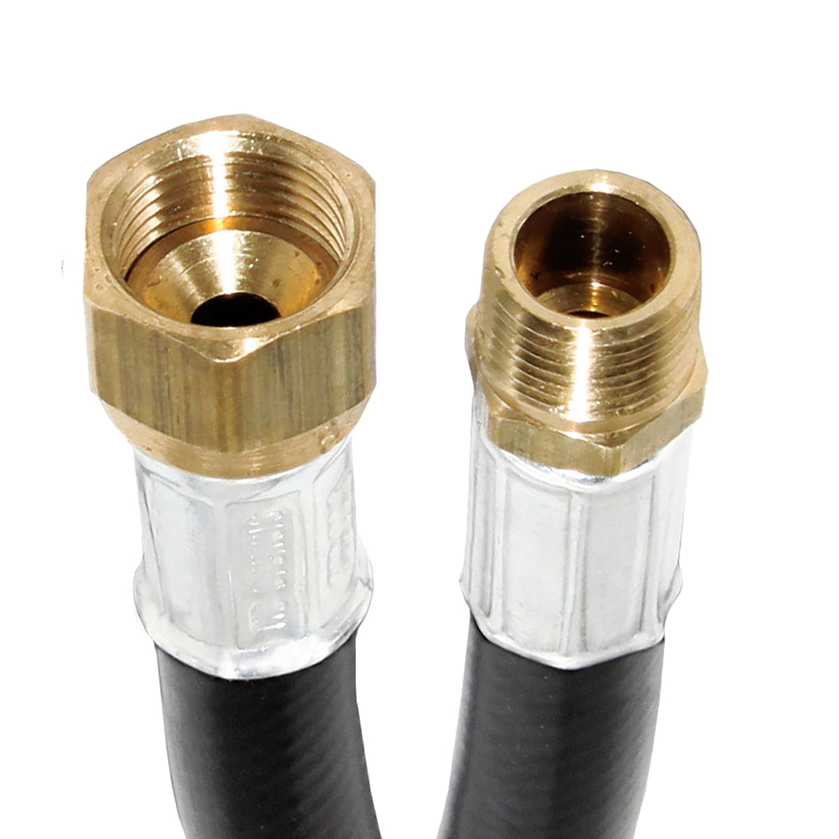 FLAME KING MB100383-48 Flame King 48-inch Propane Thermo Plastic Hose Assembly, 3/8-inch ID, 3/8-inch MPT X 1/2-inch Female Flare, for RVs and Travel Trailers