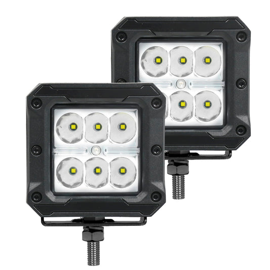 GO RHINO 751803023SCS Go Rhino Xplor Lighting: Bright Series 3x3 LED Cube Spot Light Kit (Pair) | Surface Mount (Threaded Stud Mount) Aluminum, Black | 751803023SCS