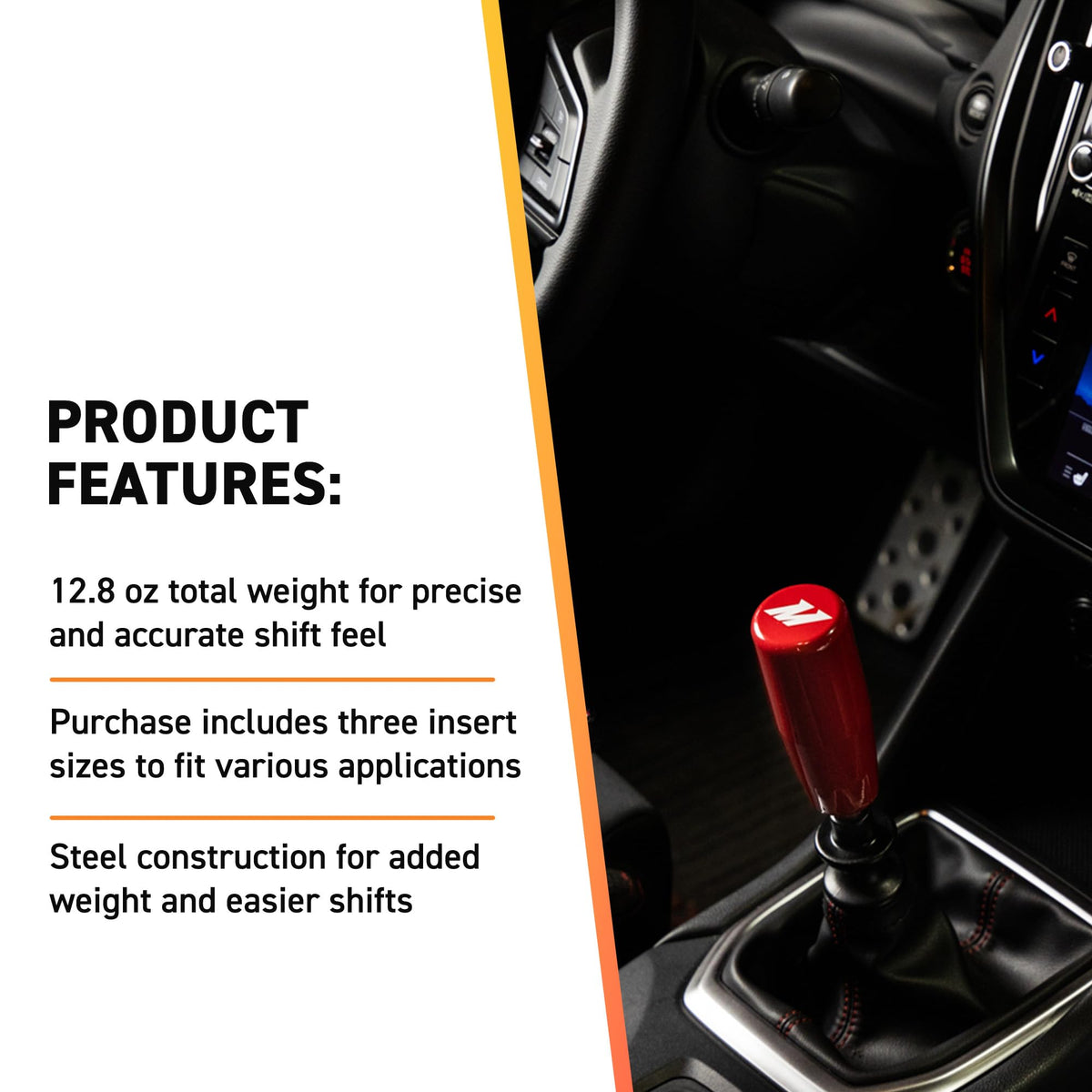 MISHIMOTO MMSK-WH Mishimoto MMSK-WH Weighted Shift Knob, Universal Fit, White Steel
