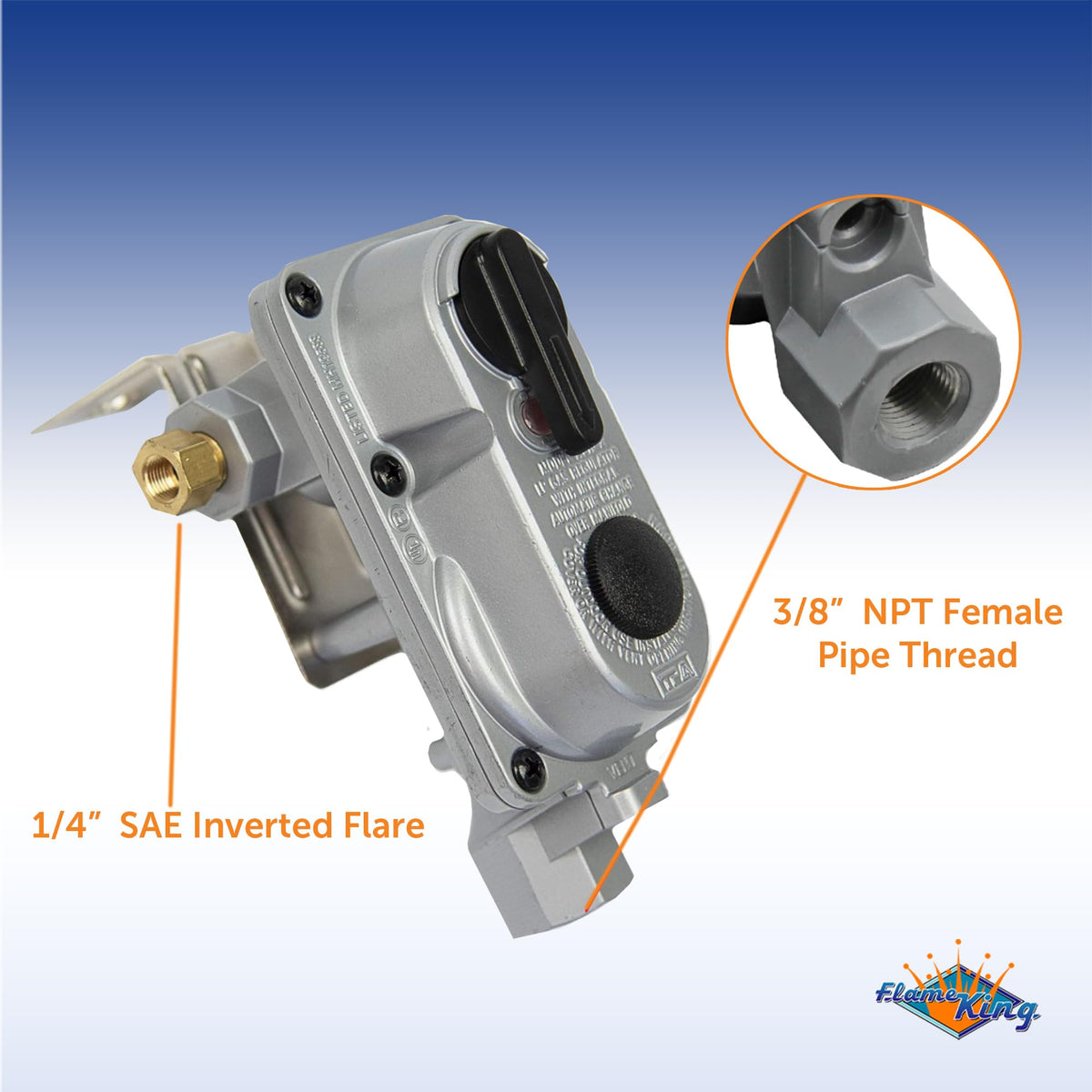 FLAME KING KT12ACR6 Flame King (KT12ACR-2) 2-Stage Auto Changeover LP Propane Gas Regulator With Two 12 Inch Pigtails For RVs, Vans, Trailers