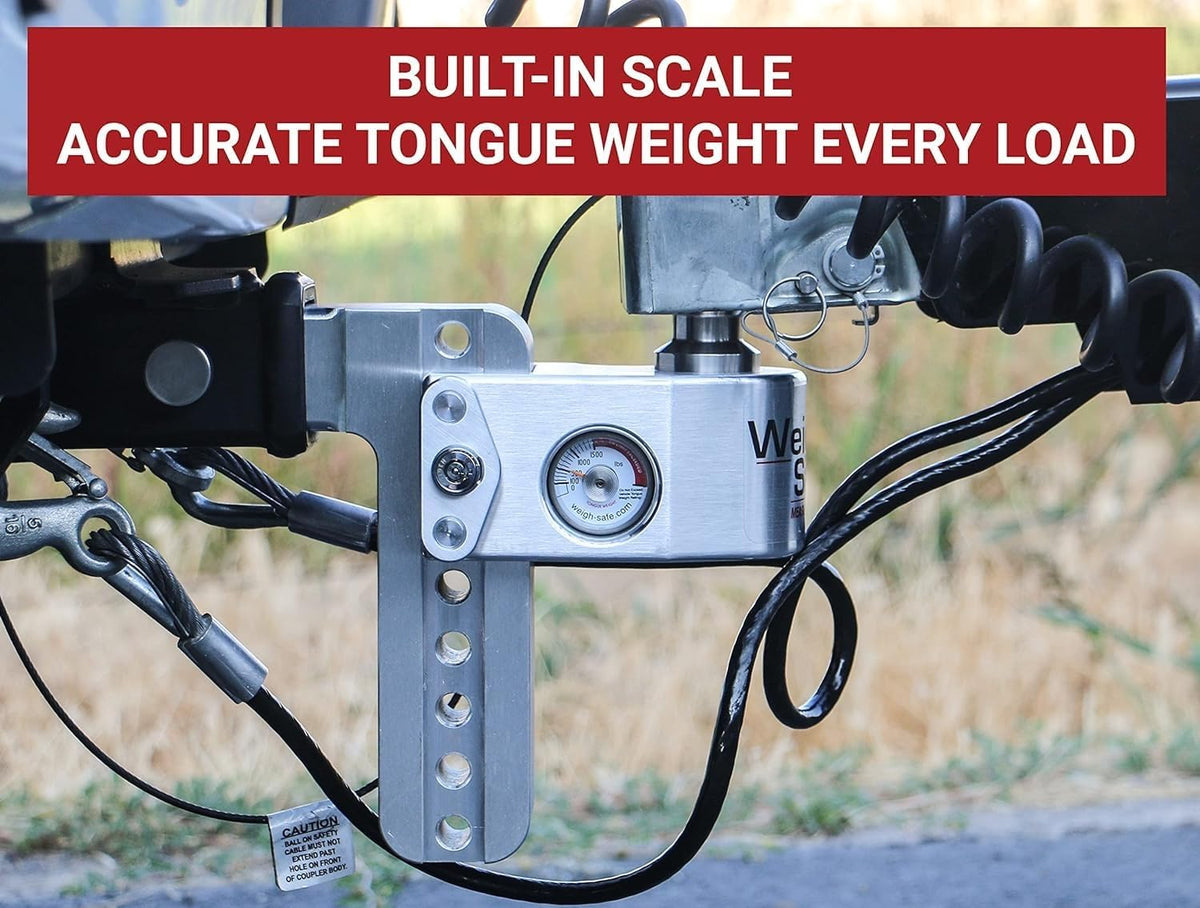 WEIGH SAFE WS6-2.5-KA Weigh Safe Adjustable Trailer Hitch Ball Mount - 6" Drop Hitch for 2.5" Receiver w/ 2 pc Keyed Alike Lock Set, Premium Aluminum Trailer Tow Hitch w/ Built in Weight Scale for Anti Sway, 18,500 lbs GTW
