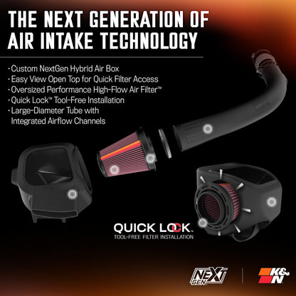 K&N FILTER 50-2593 K&N NextGen Cold Air Intake System: High-Flow Cotton Filter: Compatible with 2020-2022 Ford: F250, F350, 50-2593