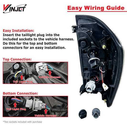 WINJET CTWJ-0466E-BC Winjet LED Tail Light Assembly for [2016 2017 2018 2019 2020 2021 2022 2023 Toyota Tacoma] LED Glow Bar Running Tail Lights Rear Light,1 PAIR,Driver and Dassenger Sides