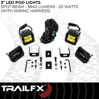 TRAILFX 2X2AMS2 Trailfx Driving/Fog Light 2X2AMS2, LED Bulb, 4 Clear LED 5 Watt Bulbs, 3 Inch Square, 8 Degree Spot Beam, Amber Polycarbonate Lens, Bracket Mount, 20 Watt Blubs Amp Draw 1.2 AMP At 12 Volts, Set Of 2