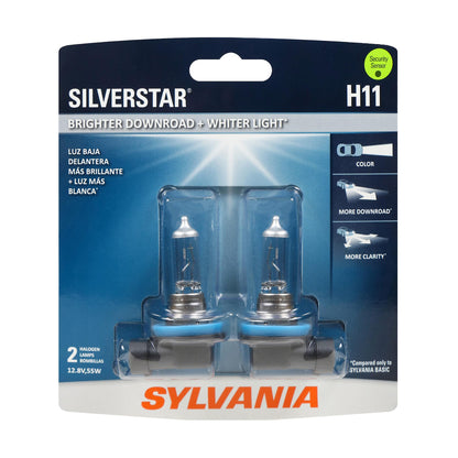 SYLVANIA H11ST.BP2 SYLVANIA H11 SilverStar Halogen Headlight Bulb, High or Low Beam, 2 Bulbs