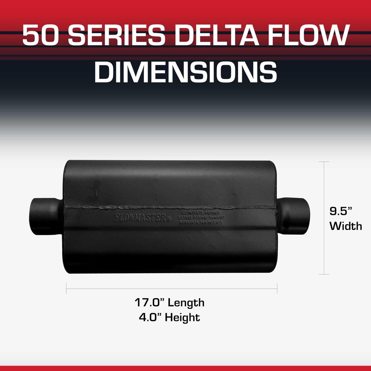 FLOWMASTER 943050 Flowmaster 50 Series Delta Flow® Muffler – 3.00" Center In/Center Out