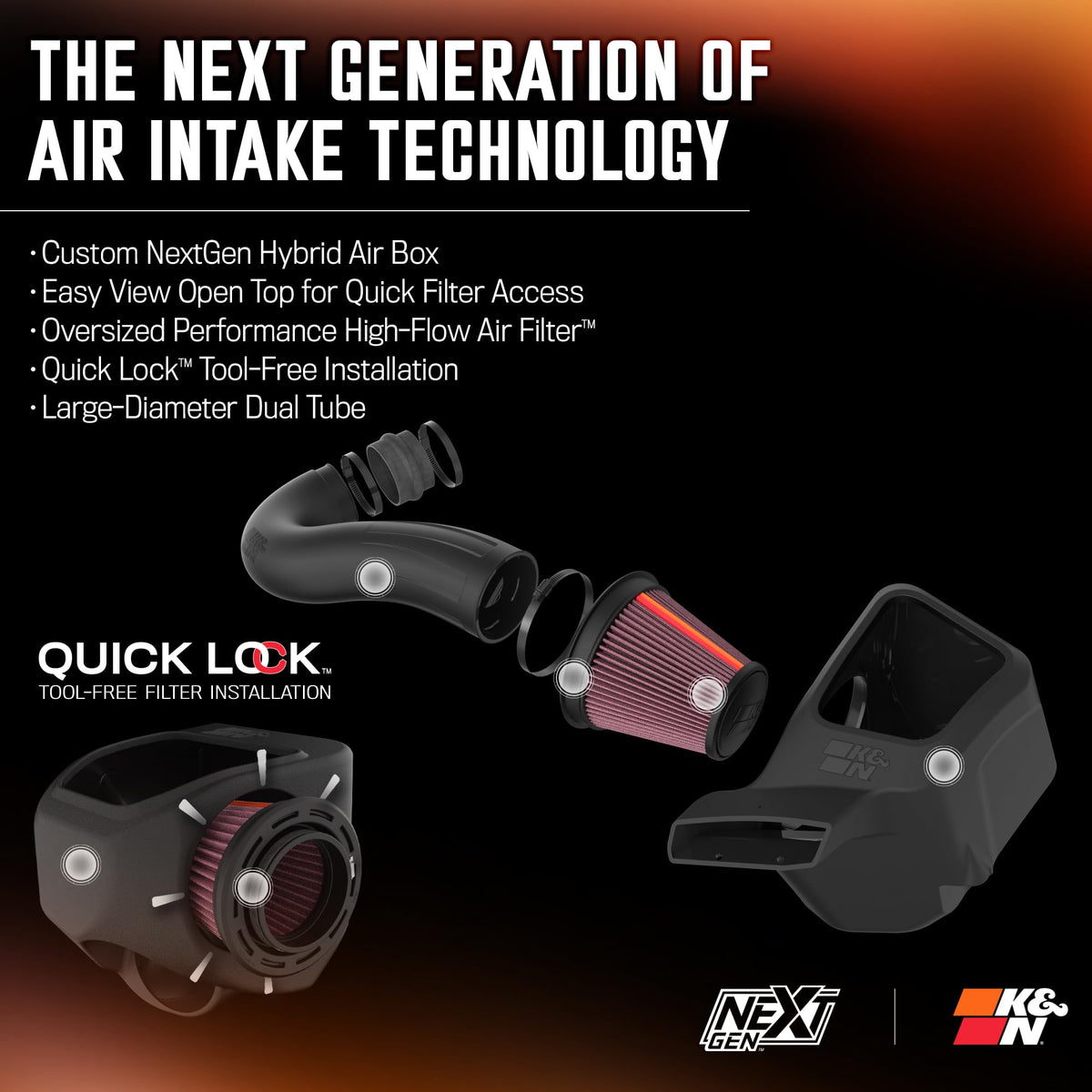 K&N FILTER 50-1563 K&N NextGen Cold Air Intake System: High-Flow Cotton Filter: Compatible with 2011-2026 DODGE/JEEP: Durango, Grand Cherokee, 50-1563