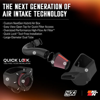 K&N FILTER 50-1563 K&N NextGen Cold Air Intake System: High-Flow Cotton Filter: Compatible with 2011-2026 DODGE/JEEP: Durango, Grand Cherokee, 50-1563