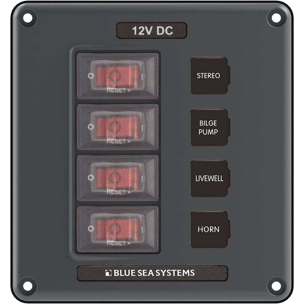 Blue Sea Systems 4320 Blue Sea 4320 Circuit Breaker Switch Panel 4 Position - Gray