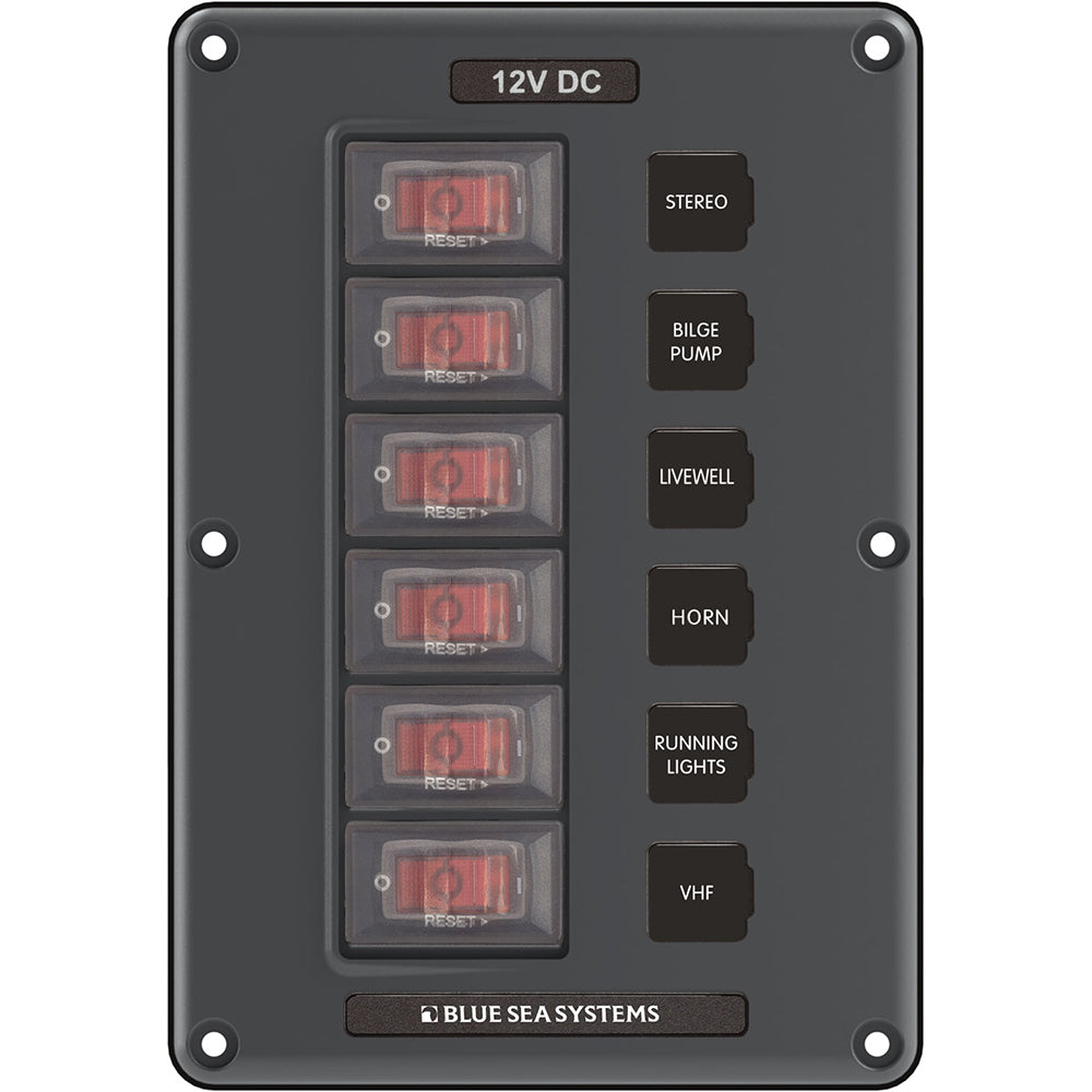Blue Sea Systems 4322 Blue Sea 4322 Circuit Breaker Switch Panel 6 Position - Gray