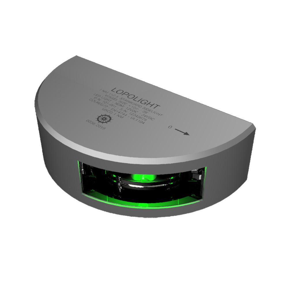 Lopolight 101-001 Lopolight Series 101-001 - Starboard Side Light - 1NM - Vertical Mount - Green - Silver Housing