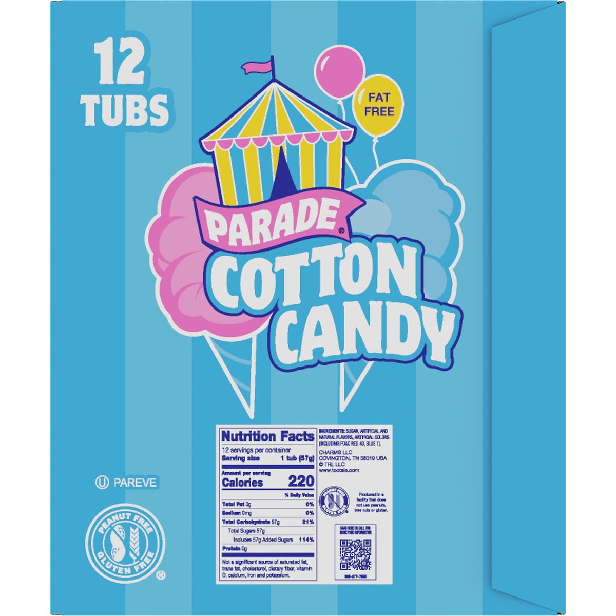 Parade Parade Cotton Candy, Pink & Blue, 2 oz Tubs, 12 Pack