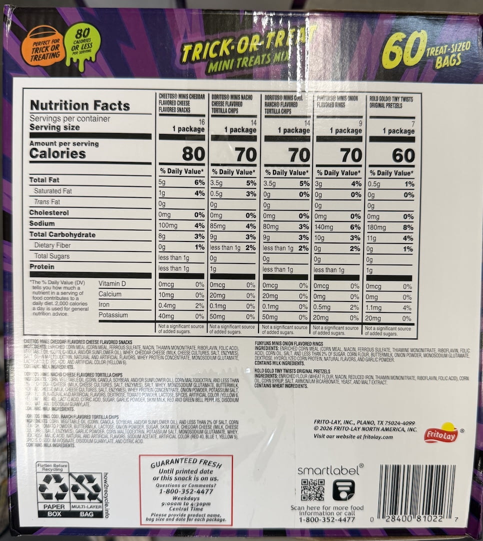 Frito-Lay Frito-Lay Mini Treat Size Halloween Snack Variety Pack, 60 Count