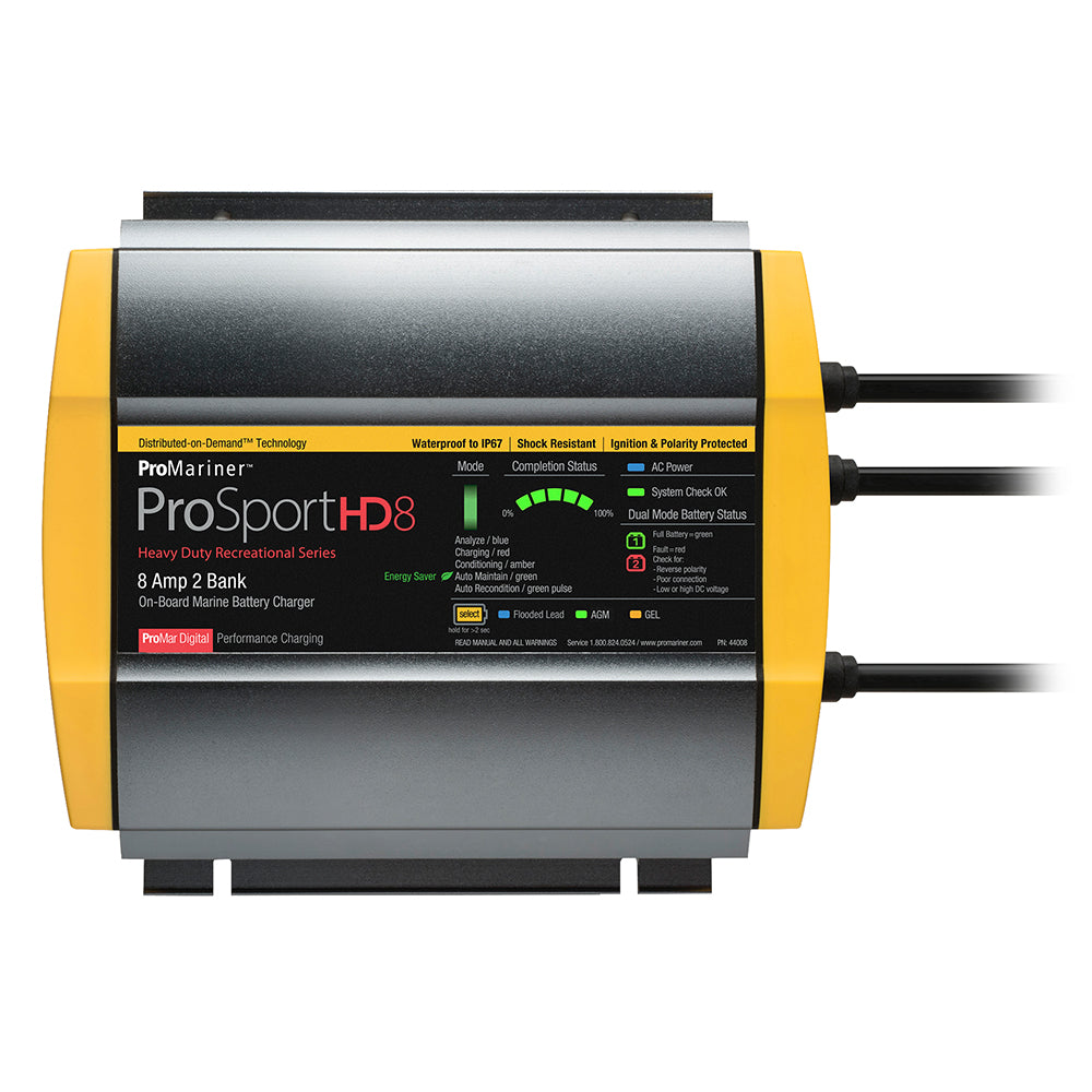 ProMariner 44008 ProMariner 44008 ProSport HD Waterproof Marine Battery Charger, 8 Amp, 2 Bank