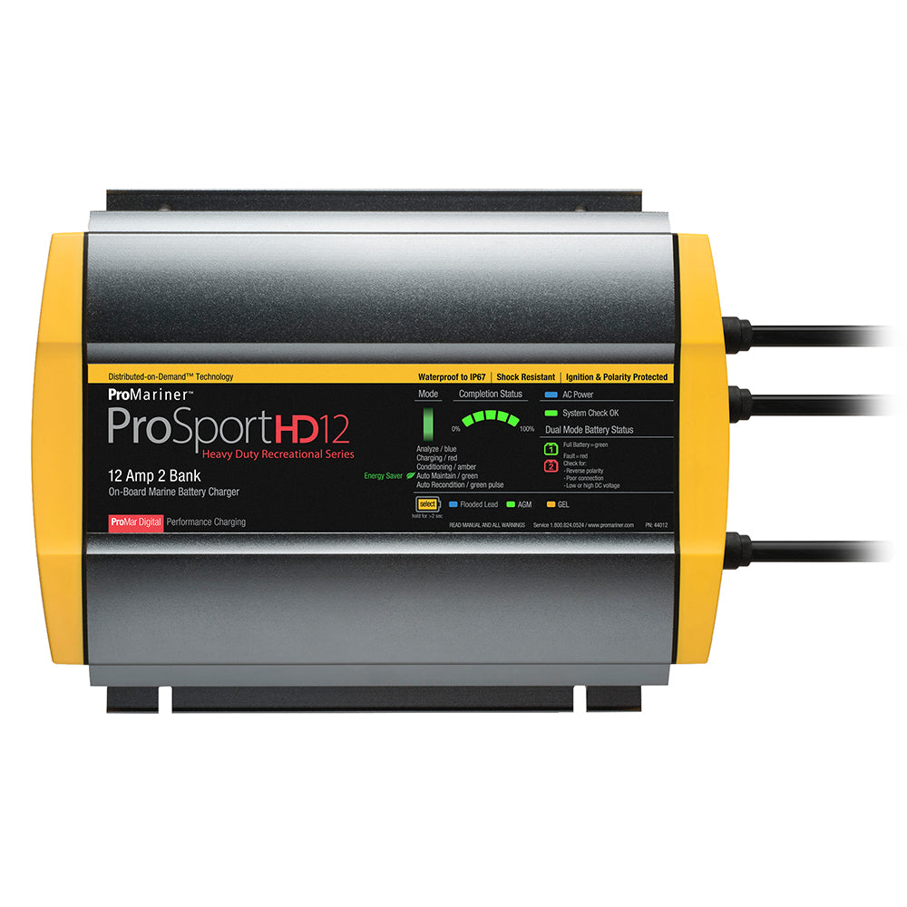 ProMariner 44012 ProMariner ProSportHD 12 Gen 4 - 12 Amp - 2 Bank Battery Charger