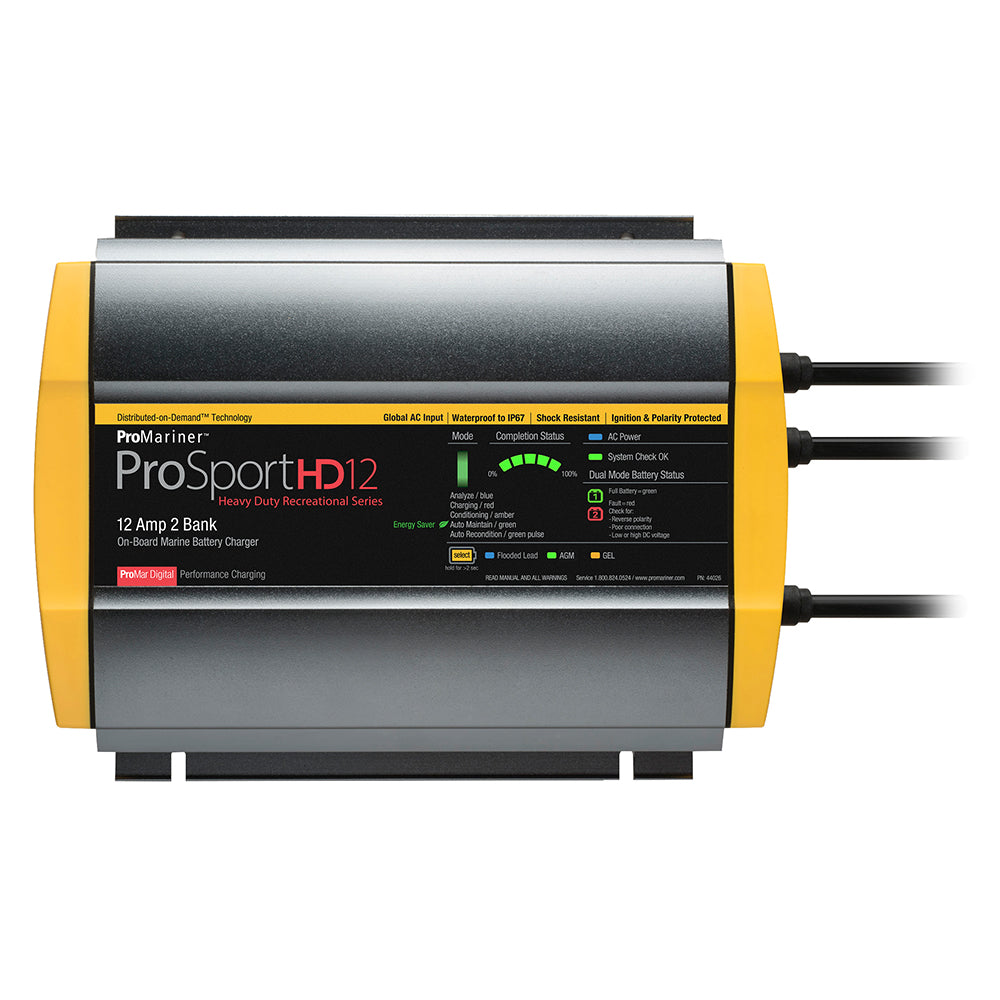 ProMariner 44026 ProMariner ProSportHD 12 Global Gen 4 - 12 Amp - 2 Bank Battery Charger