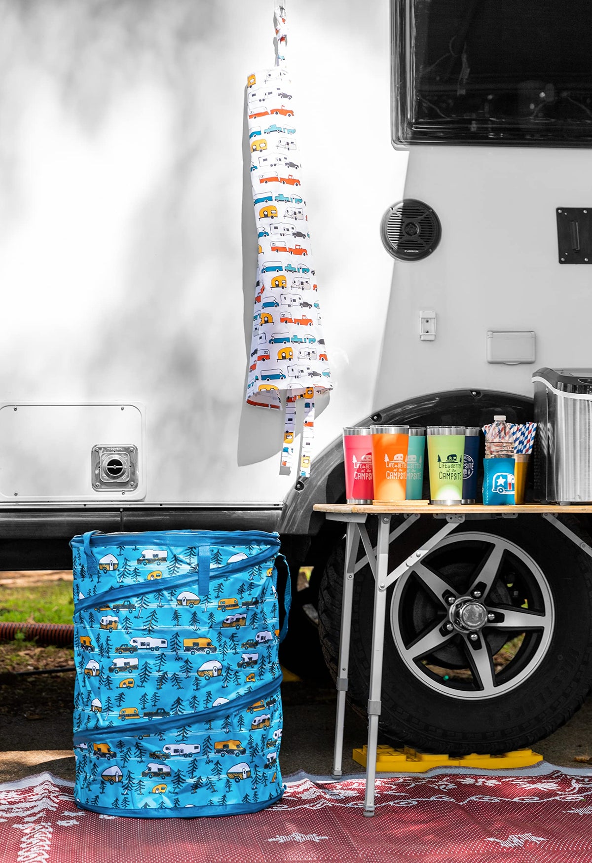 CAMCO 53057 Camco Life is Better at The Campsite Tumbler | Heavy Duty Double Wall Vacuum Insulation | Crafted of 18/8 Stainless Steel | Unique “Life is Better at The Campsite” Design on Cool Blue | 20-oz (53057)