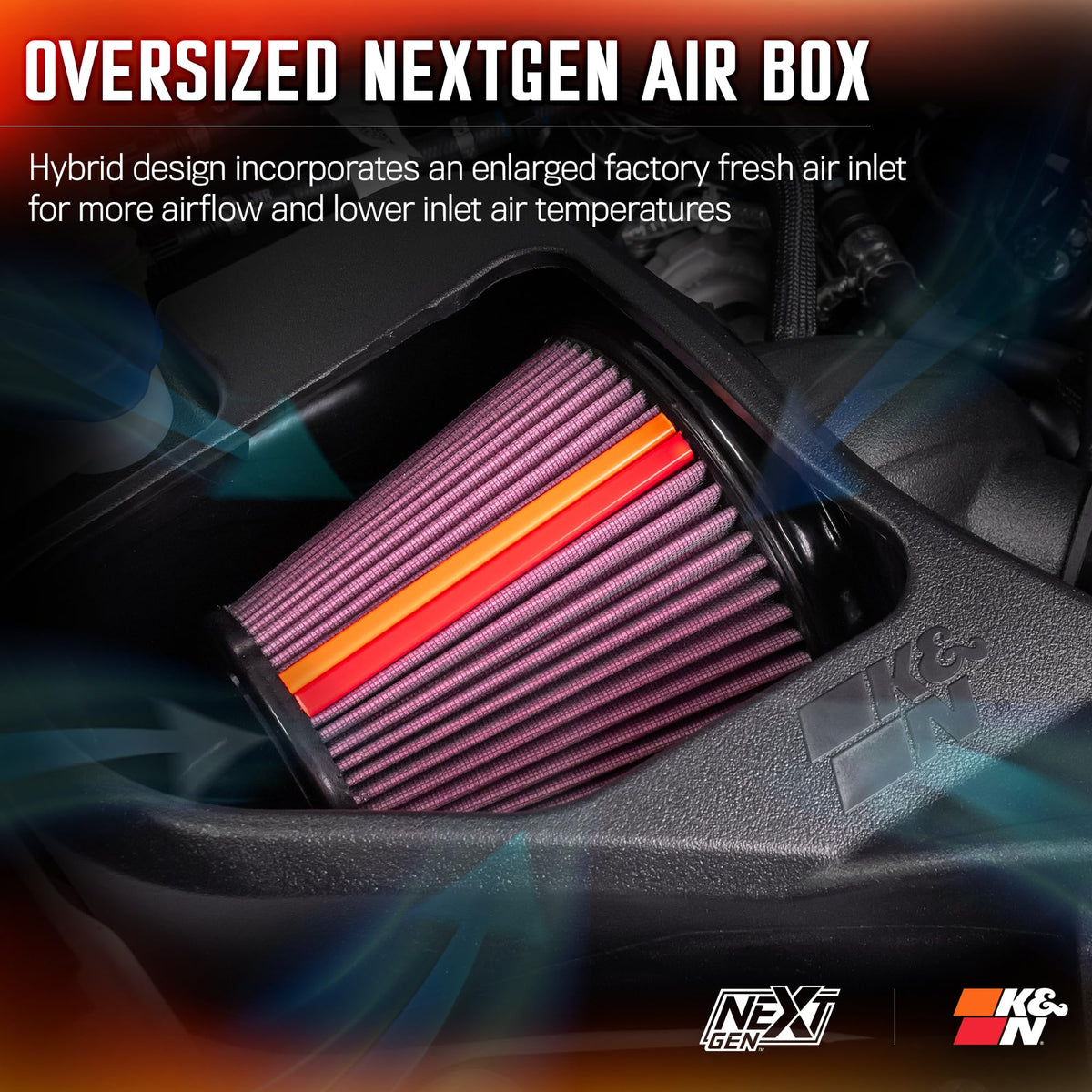 K&N FILTER 50-2630 K&N NextGen Cold Air Intake System: High-Flow Cotton Filter: Compatible with 2024-2025 FORD Ranger; 50-2630