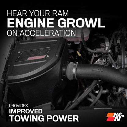 K&N FILTER 63-1594 K&N Cold Air Intake System: High-Flow Air Filter, Increase Performance & Towing: Compatible with 2020-2025 RAM: 1500, 63-1594
