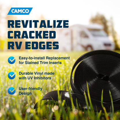 CAMCO 25212 Camco 25212 Vinyl Trim Insert (1" x 100', Black)