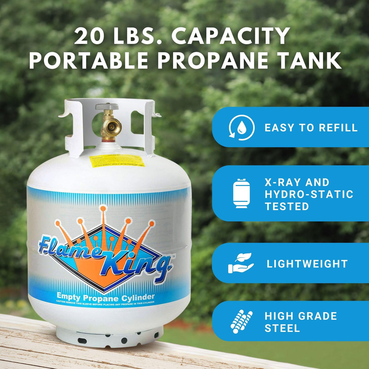 FLAME KING YSN201 Flame King YSN-201 20-Pound Steel Propane Tank Cylinder with Type 1 OPD Valve, White