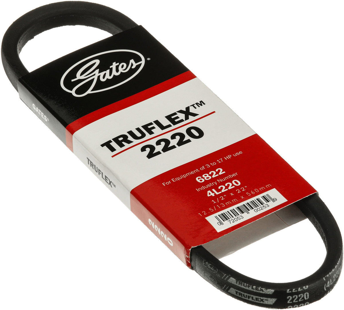 Gates 2220 Truflex FHP Low Horse-Power V-Belt, Black