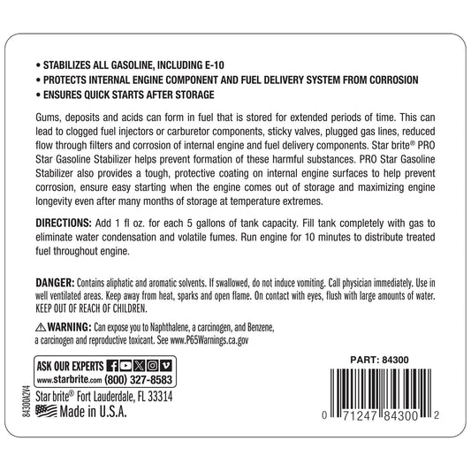 STAR BRITE 084300 STAR BRITE Pro Star Gasoline Stabilizer with Corrosion Inhibitors