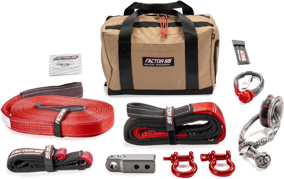 FACTOR 55 00475-06-MEDIUM Factor 55 Sawtooh Winch and Tow Recovery Kit for Trucks, Jeeps, and SUVs, with Gray Hitchlink and Medium Bag